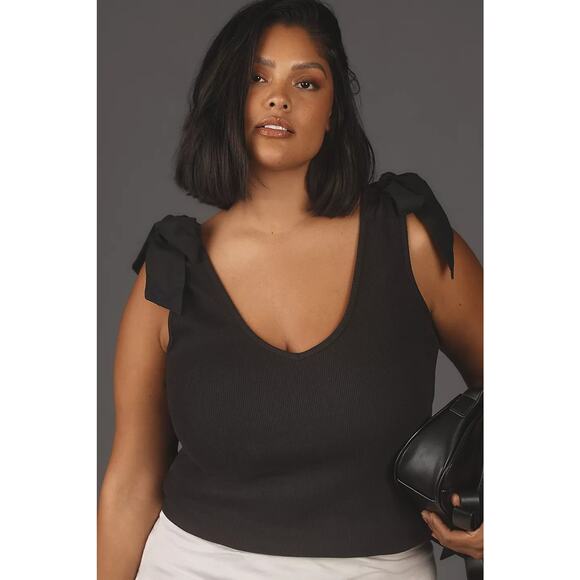 Maeve The Rafaela Bow-Tie Tank Top - M Petite Black - Picture 4 of 7